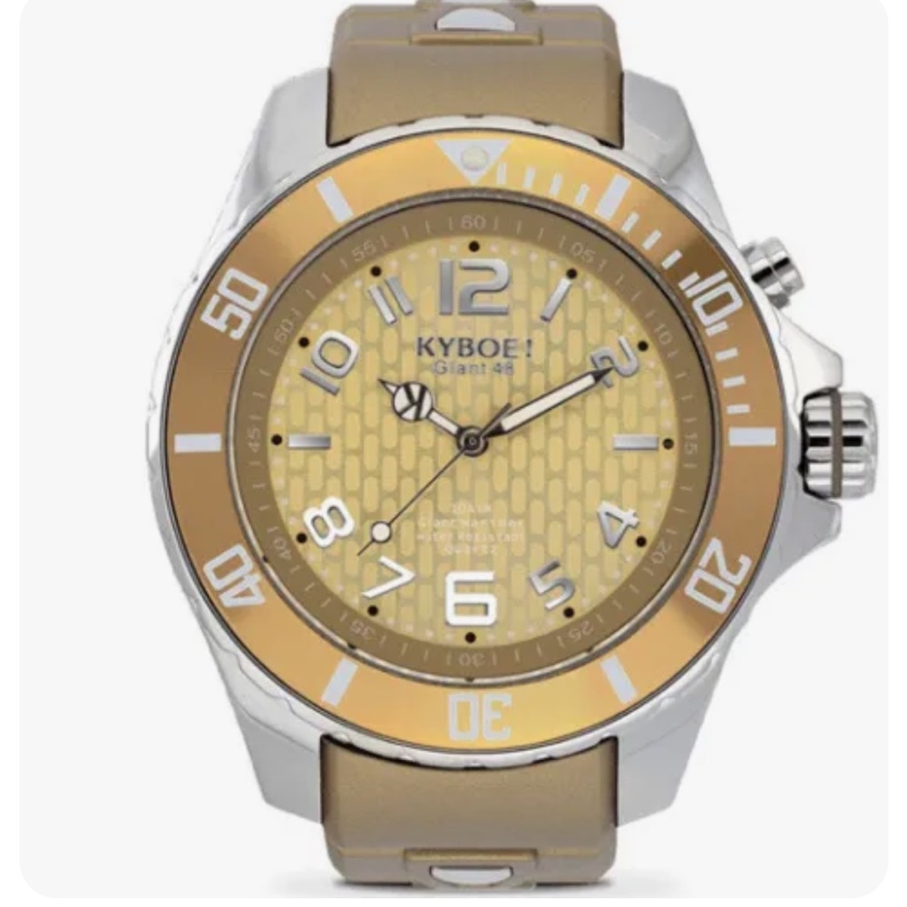 48mm Watch Stainless Steel Golden Silicone Band KYBOE! Power Japanese Movement